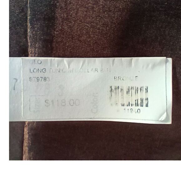 Boho Chic Long tunic Shirt Top Button Front Shirt Brown Women's Medium - Picture 8 of 9